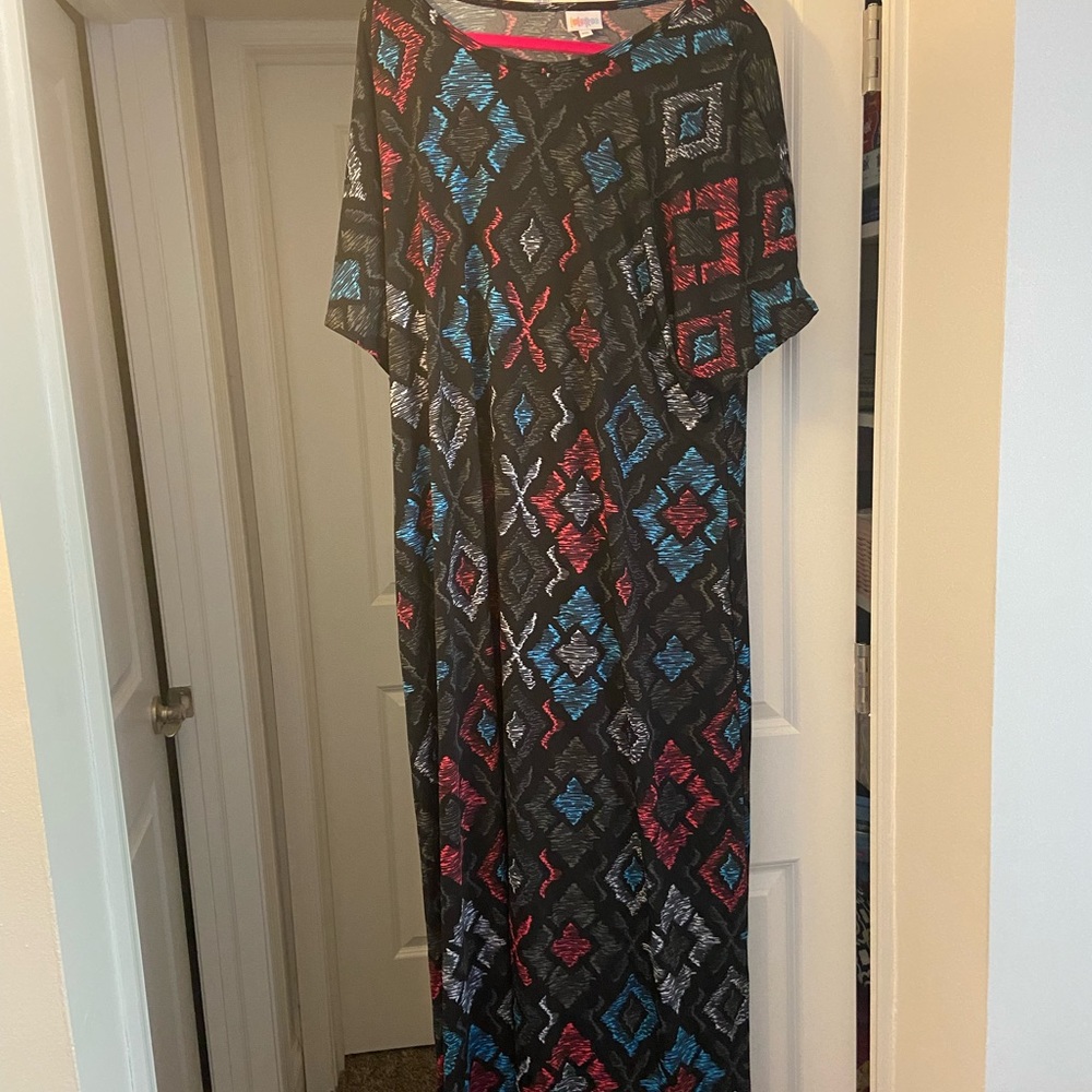 3xl black, grey, pink and blue maria dress lularoe